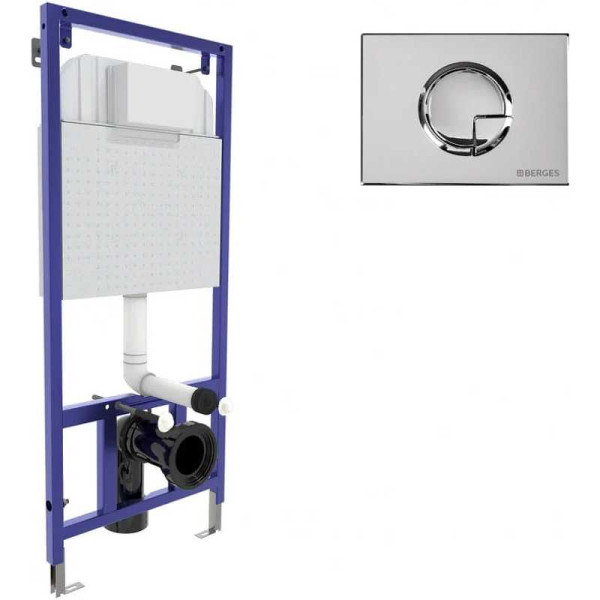 Инсталляция для подвесного унитаза Berges NOVUM R3 с клавишей (040223) хром глянец Инсталляция для подвесного унитаза Berges NOVUM R3 с клавишей (040223) хром глянец