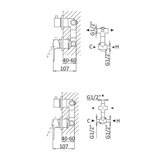 Смеситель для душа Cezares хром (NAUTIC-VDIM3-M-01)