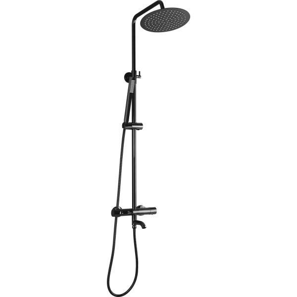 Душевая система термостат с изливом Rea Lungo Black metallic (REA-P8763)