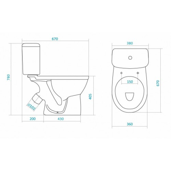 Унитаз-компакт Santek Бореаль 670х380х780 (1WH302143)
