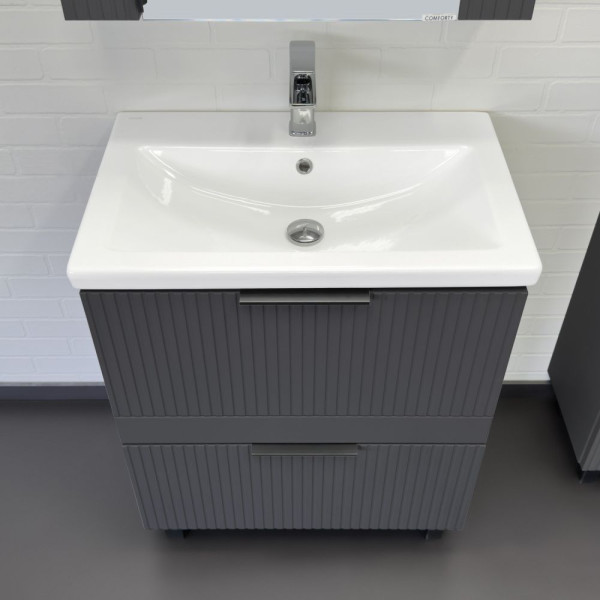Тумба напольная Comforty Лима 700x850x450 антрацит матовый с раковиной (00-00019179)