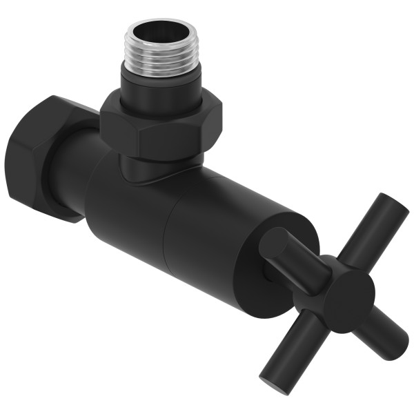 Вентиль угловой Сунержа 1/2"х3/4" НР/НГ крест матовый черный (31-1408-1234) Вентиль угловой Сунержа 1/2"х3/4" НР/НГ крест матовый черный (31-1408-1234)