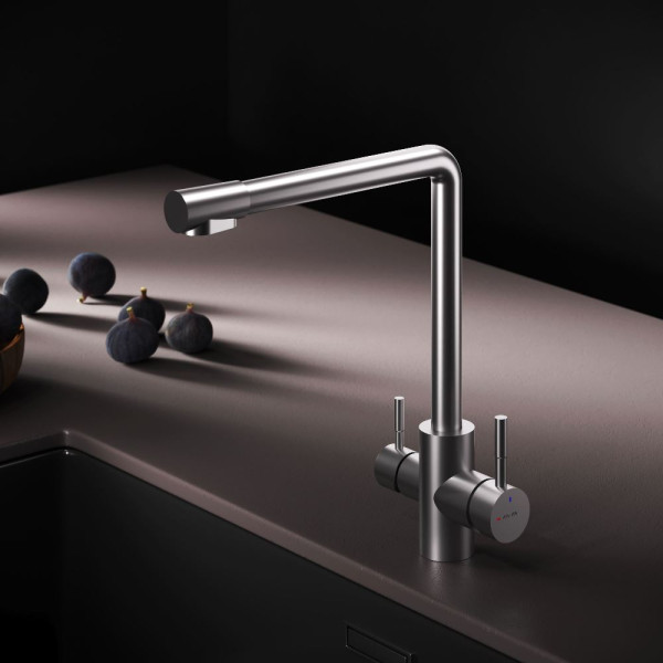 Смеситель для кухни AM.PM X-Joy S с L-изливом с каналом для питьевой воды сатин (F85B05711)