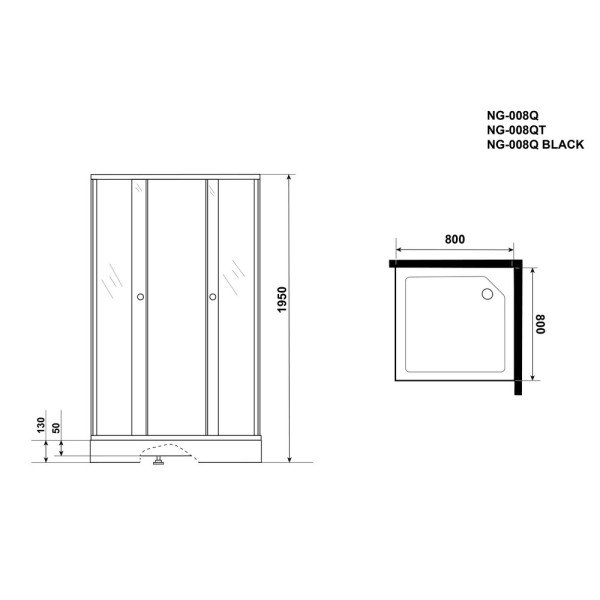 Душевой уголок Niagara 80x80x195 стекло тонированное, профиль черный (NG-008-14QT)