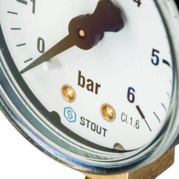 Манометр радиальный 1/2" 80 мм (0...6 бар, кл.2.5) Stout (SIM-1010-800615)