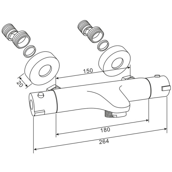Смеситель для ванны и душа Melodia della vita Rock хром (MDV32007) Смеситель для ванны и душа Melodia della vita Rock хром (MDV32007)