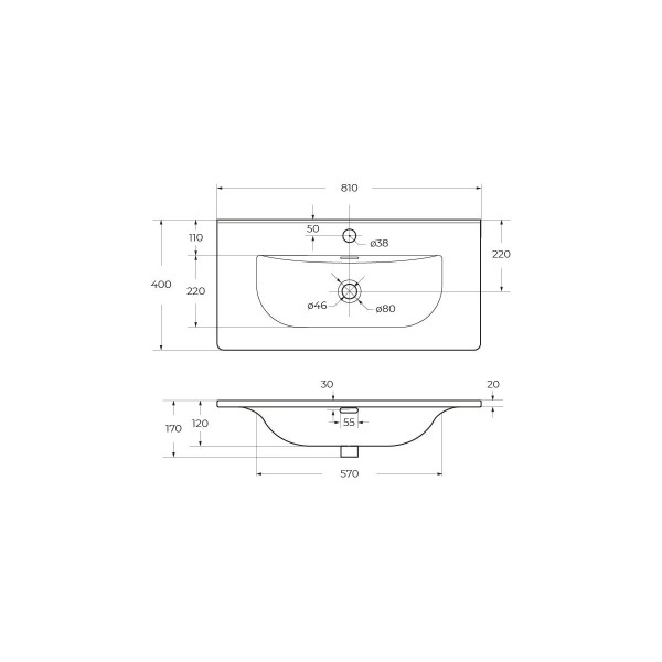 Раковина мебельная BelBagno 81x40 белая глянцевая (BB-8099-3-80) Раковина мебельная BelBagno 81x40 белая глянцевая (BB-8099-3-80)