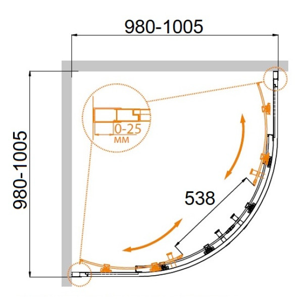 Душевой уголок Cezares Molveno 100x100x195 стекло прозрачное, профиль хром (MOLVENO-R-2-100-C-Cr-IV) Душевой уголок Cezares Molveno 100x100x195 стекло прозрачное, профиль хром (MOLVENO-R-2-100-C-Cr-IV)