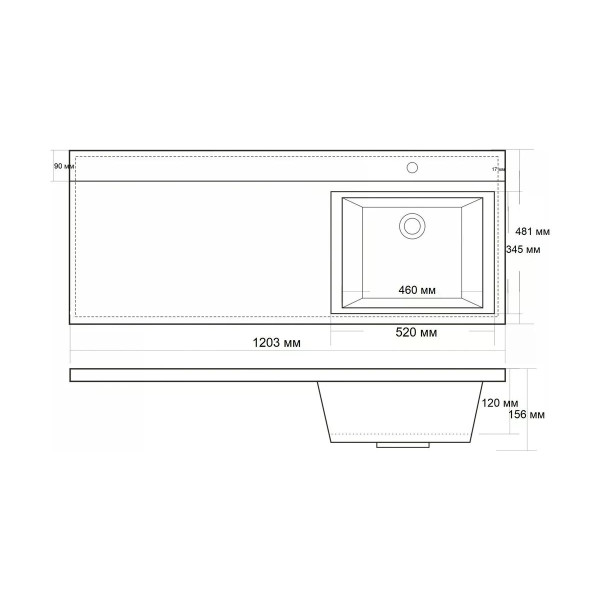 Раковина над стиральной машиной BelBagno 120,2x48,6 правосторонняя белая (BB1200/480-LV-MR-R)