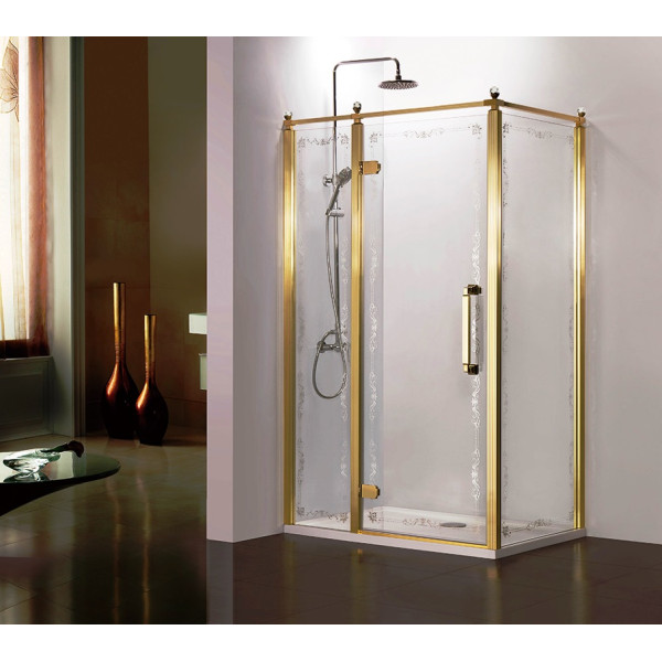 Душевое ограждение Azario Ontario 90х1200х200 L стекло прозрачное с узором профиль (AZ-NBB1231-L 90 GOLD)