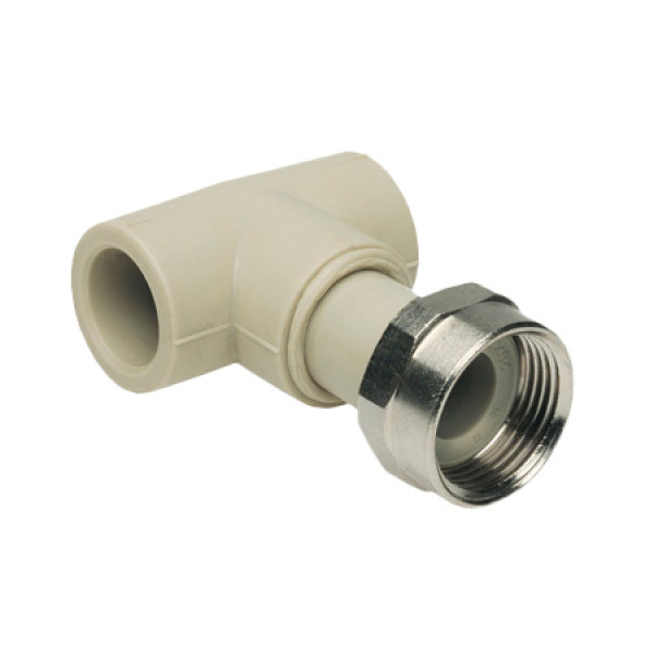Тройник переходной с накидной гайкой PP-R 20*3/4"В*20 "EKOPLASTIK" (латунь, серый) Тройник переходной с накидной гайкой PP-R 20*3/4"В*20 "EKOPLASTIK" (латунь, серый)