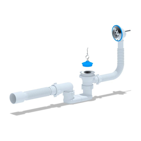 Обвязка для ванны АНИ с выпуском 1 1/2"*40 плоский сифон, с гибкой трубой 375*40/50 АНИ пласт (E055)