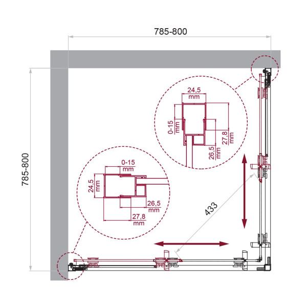 Душевой уголок BelBagno Luce 80x80x195 стекло прозрачное, профиль хром (LUCE-A-2-80-C-Cr)