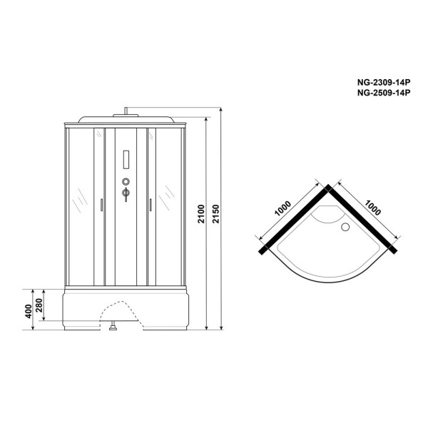 Душевая кабина Classic 100x100 стекло матовое, профиль хром матовый (NG-2309-14P)