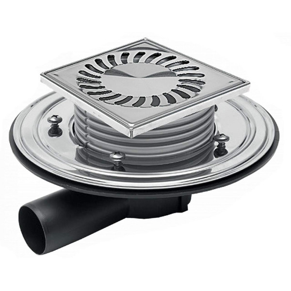 Трап MCH с боковым сливом универсальный DN40 решетка и рамка нерж. 122х122 (г/з+с/з) Трап MCH с боковым сливом универсальный DN40 решетка и рамка нерж. 122х122 (г/з+с/з)