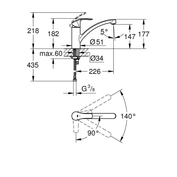 Смеситель для кухни Grohe Eurosmart (30260003)