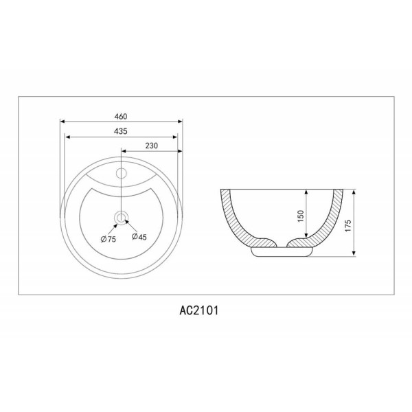 Раковина накладная ABBER Bequem 46x46 белая (AC2101)