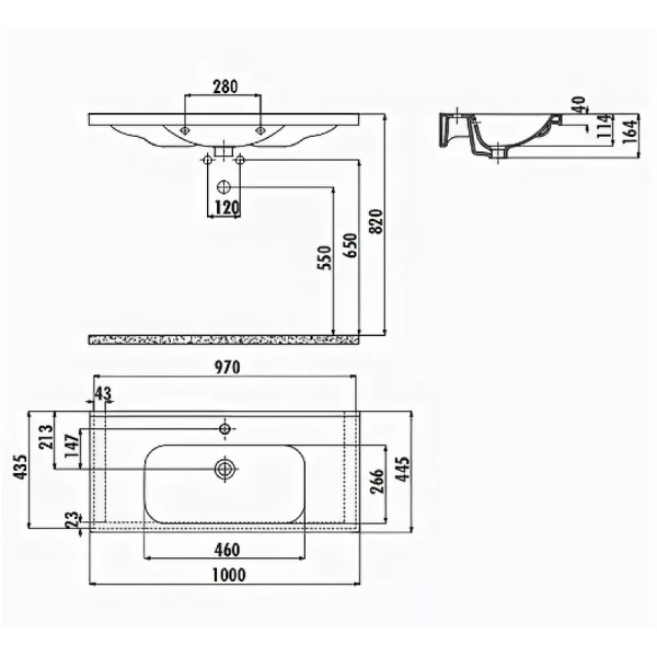 Раковина мебельная Creavit Eksen 100x44,5 белая (EK100-00CB00E-0000)