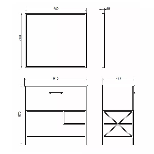 Зеркало Comforty Бредфорд 900x40x800 черный (00004147988)