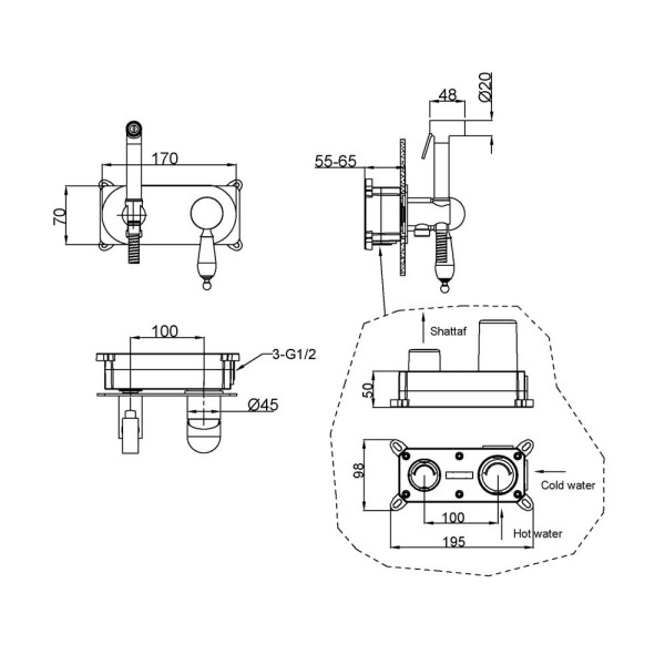 Смеситель с гигиеническим душем Boheme Imperiale Золотой (425)