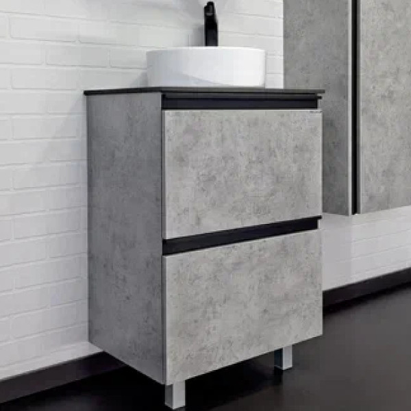 Тумба подвесная с раковиной Comforty Эдинбург 600x400x950 дуб светлый/черный (00-00004767)