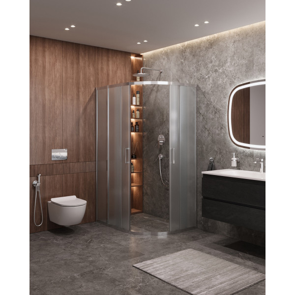 Душевой уголок Cezares Molveno 100x80x195 стекло матовое, профиль хром (MOLVENO-RH-2-100/80-P-Cr)