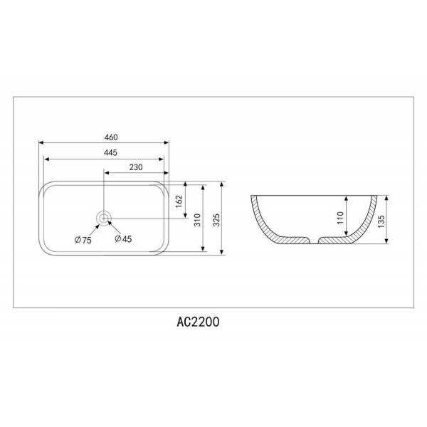 Раковина накладная Abber Rechteck серебро (AC2200GS)