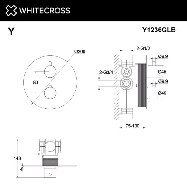 Смеситель для душа Whitecross Y брашированное золото (Y1236GLB)