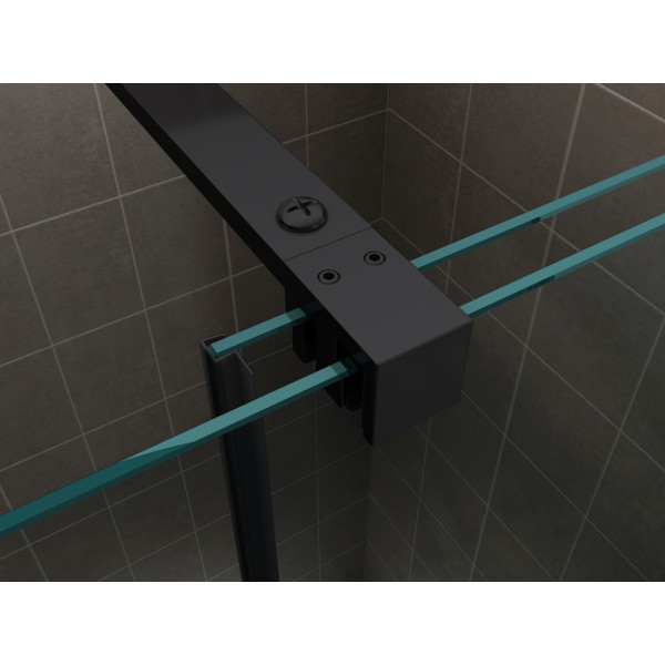 Душевая стенка Abber Komfort 100x200 стекло прозрачное, профиль черный (AG09100B) Душевая стенка Abber Komfort 100x200 стекло прозрачное, профиль черный (AG09100B)