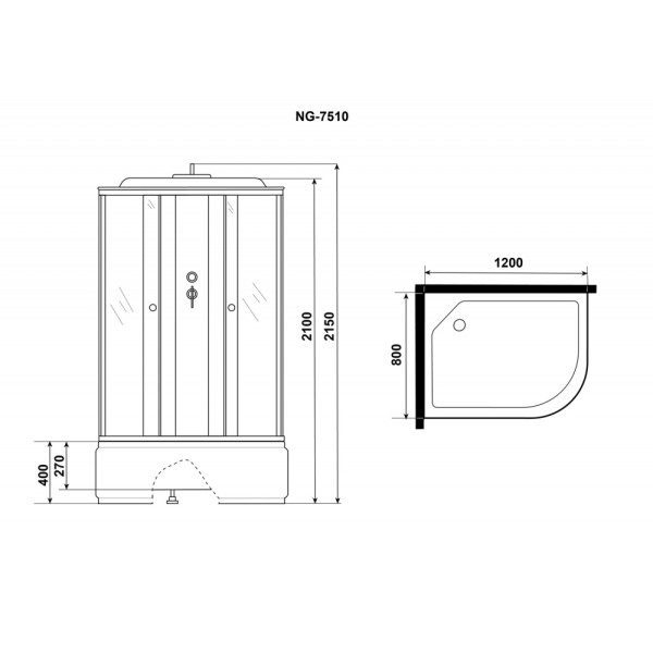 Душевая кабина Eco 80x120 стекло тонированное, профиль хром матовый (E120/80/40L/TN)