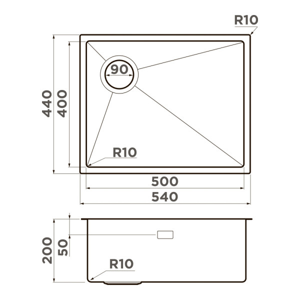 Мойки врезные Omoikiri Taki 54-U/IF-L-LG Side SF 54x44 cветлое золото (4997475)