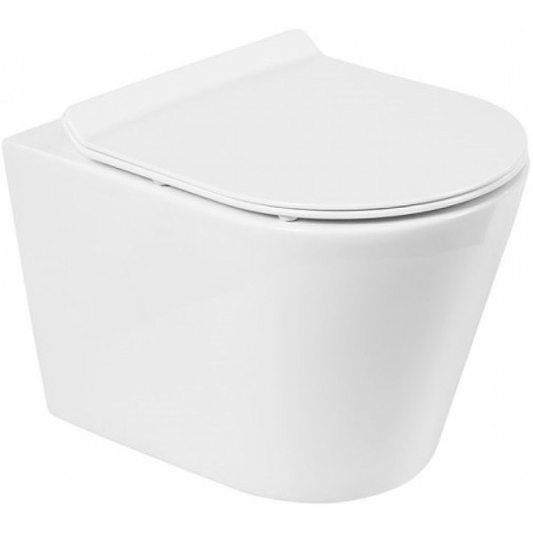 Унитаз подвесной BelBagno Flay-R белый безободковый без сиденья (BB053CHR) Унитаз подвесной BelBagno Flay-R белый безободковый без сиденья (BB053CHR)