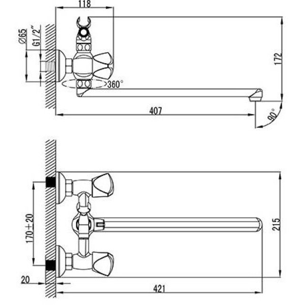 Смеситель для ванны и душа Iddis Praktic Plus (PRPSBL2i10)