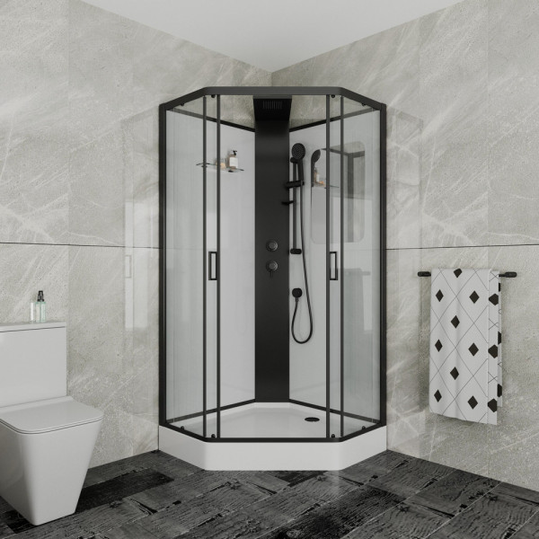 Душевая кабина Grossman 100x100 стекло прозрачное, профиль черный (GR-250D) Душевая кабина Grossman 100x100 стекло прозрачное, профиль черный (GR-250D)