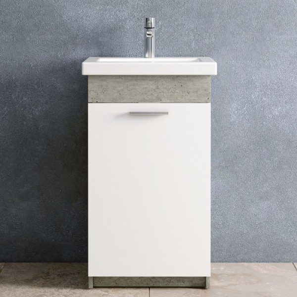 Тумба напольная Melodia Вальс 50 (Como 50) 1 дверь бетон/белая (MFR80040BW) Тумба напольная Melodia Вальс 50 (Como 50) 1 дверь бетон/белая (MFR80040BW)