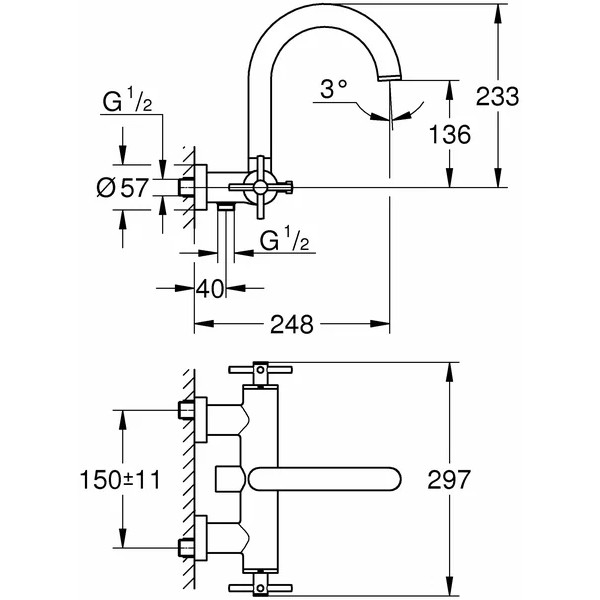 Смеситель для ванны и душа Grohe Atrio (графит)