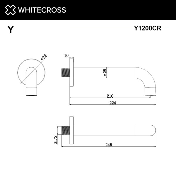 Излив настенный Whitecross хром (Y1200CR)