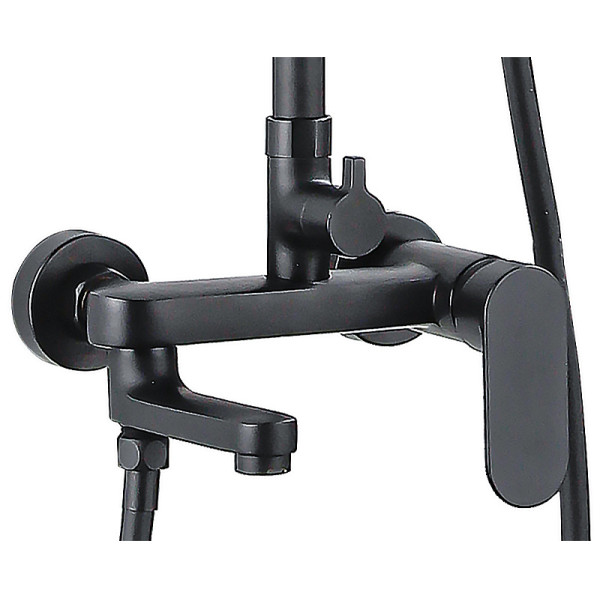 Душевая система Azario Arizona Square с лейкой, со смесителем, с изливом черный (AZ-20BS)