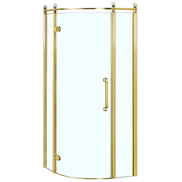 Душевое ограждение Azario Ontario 90х90х200 L стекло прозрачное профиль хром золото (AZ-NBB2231-L 90 GOLD)