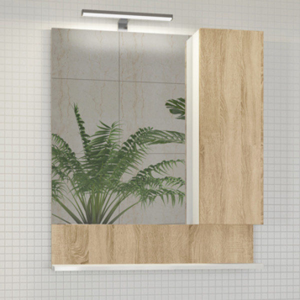 Шкаф зеркальный Comforty Рига 700x800x130 дуб сонома матовый (00-00001343)