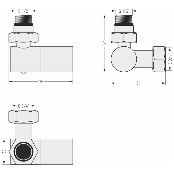 Вентиль Сунержа 1/2"x3/4" НР/НГ 3D левый цилиндр матовый черный (31-1402-1234)