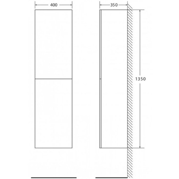 Пенал подвесной BelBagno Luce Stucco Cemento (LUCE-135-2A-SC-SCM)