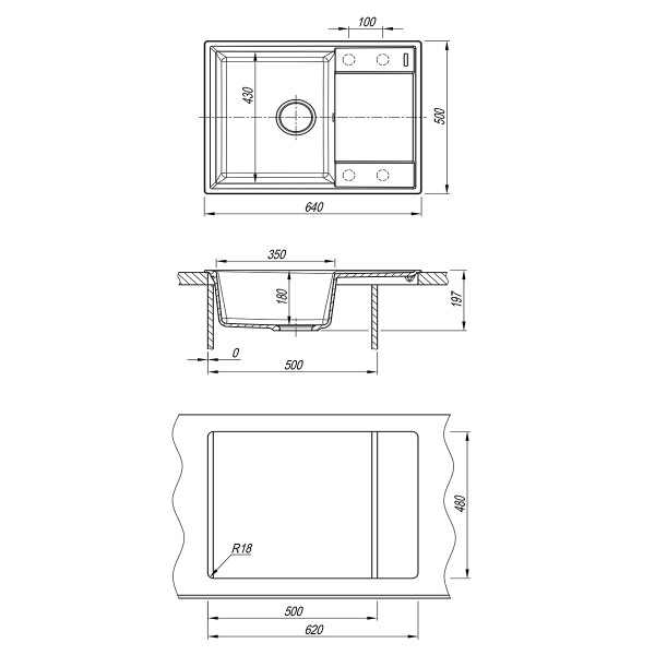Мойка для кухни врезная Lemark Imandra 640 640x500 бежевый (9910020)