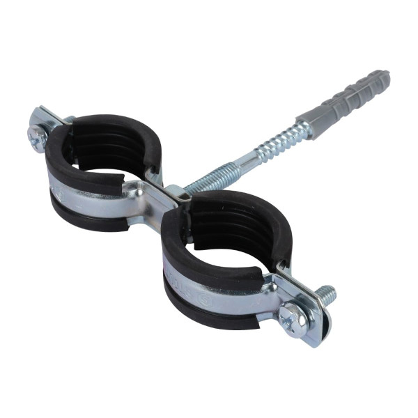 Хомут двойной для труб со шпилькой и дюбелем 1/2" Stout (20-24 мм) SAC-0020-200012 Хомут двойной для труб со шпилькой и дюбелем 1/2" Stout (20-24 мм) SAC-0020-200012