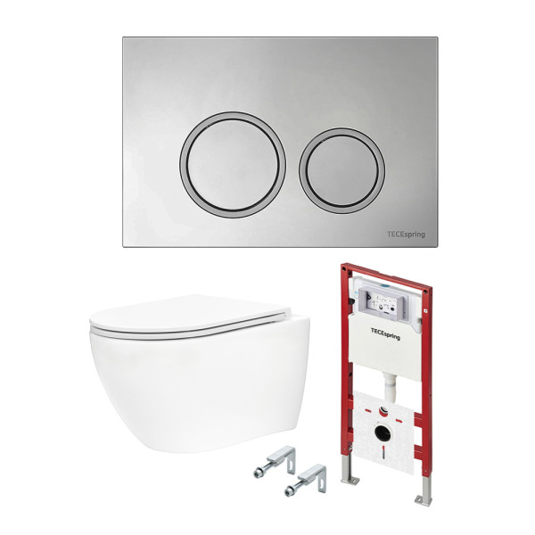 Инсталляция с унитазом TECEspring Base с клавишей хром глянц. унитаз модель R (K401101WCR) Инсталляция с унитазом TECEspring Base с клавишей хром глянц. унитаз модель R (K401101WCR)