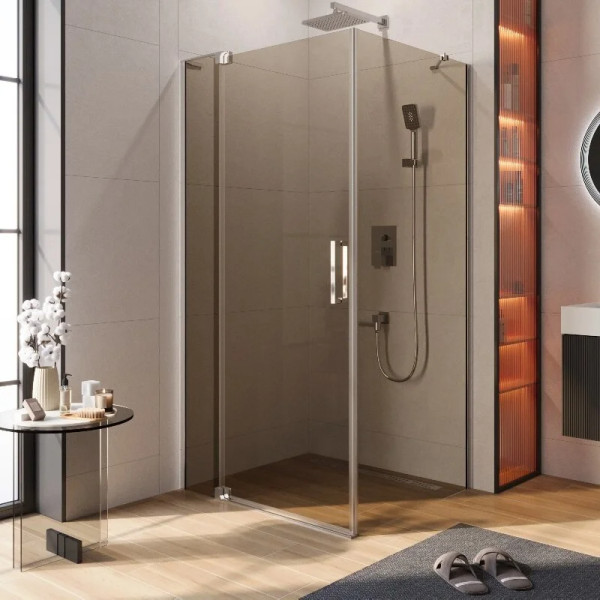 Душевой уголок Cezares Slider 100x90x195 стекло бронза, профиль хром (SLIDER-AH-1-90-100/110-BR-Cr)