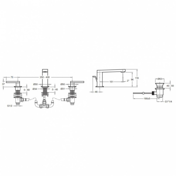 Смеситель для раковины Jacob Delafon Composed с донным клапаном хром (E73060-4-CP)