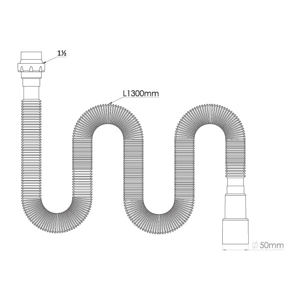 Отвод гофр. переходной 1 1/2"х40/50 (1300 мм) Nova (c конусной прокладкой) (1345)