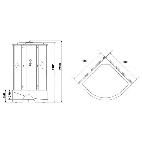 Душевая кабина Eco 80x80 стекло матовое, профиль белый (E80/40/MT)