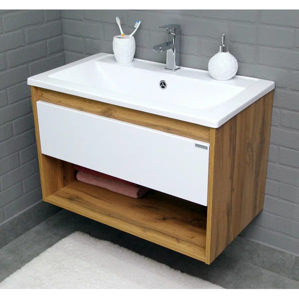 Тумба подвесная под умывальник Maria 80 Igan В1 Дуб Вотан Домино (DI5802T)